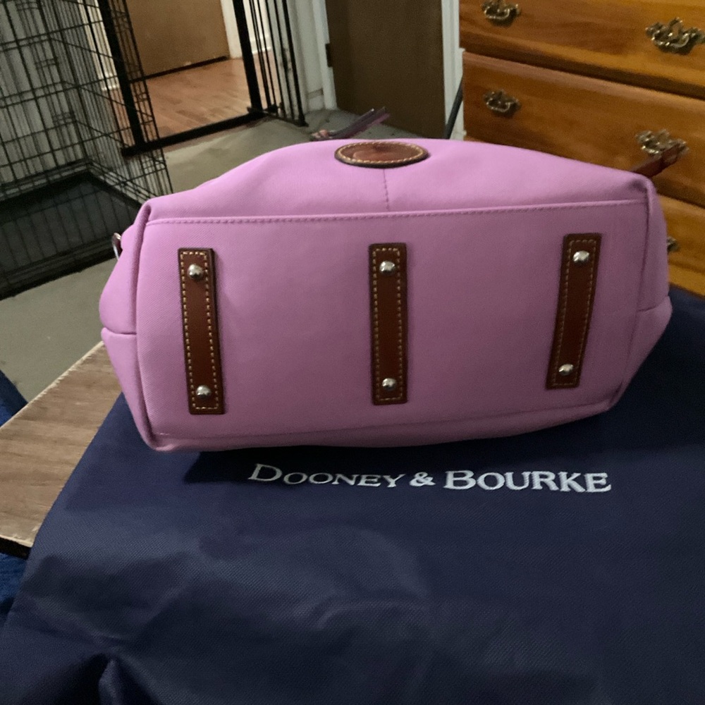 Dooney & Bourke Pink Tote Bag with Brown Accents - Picture 2 of 4